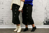 Black Lined Midi Skirt