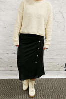 Black Lined Midi Skirt